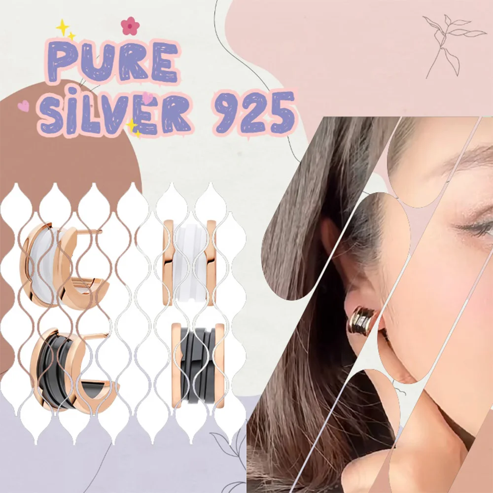 

Italian elegant two tone small waist pure silver earrings S925 pure silver earrings are the first choice for holiday gifts