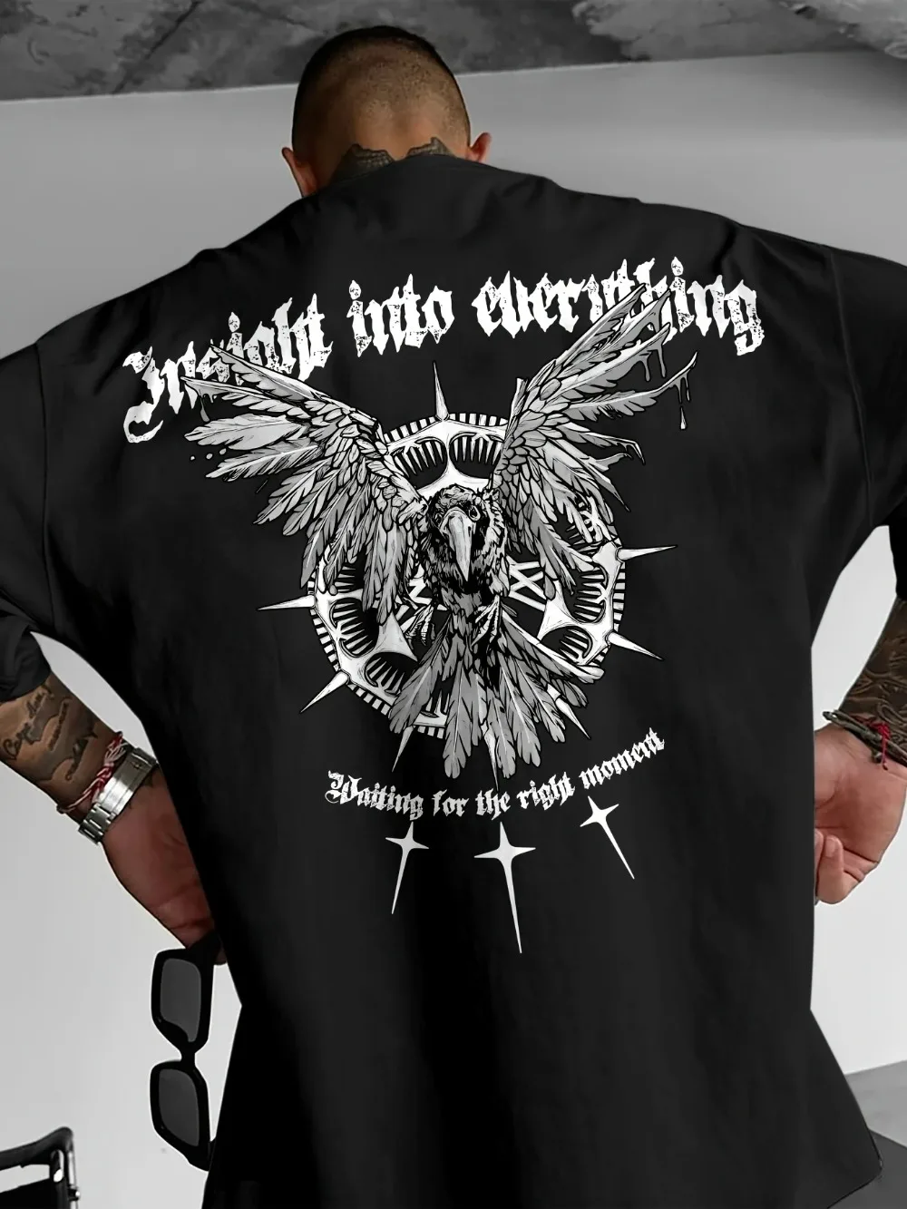3D Summer New Cross Eagle Print Men's Quick-Dry Breathable Loose Round-neck T-Shirt - Street Casual, Fashion Cool and Trendy Top