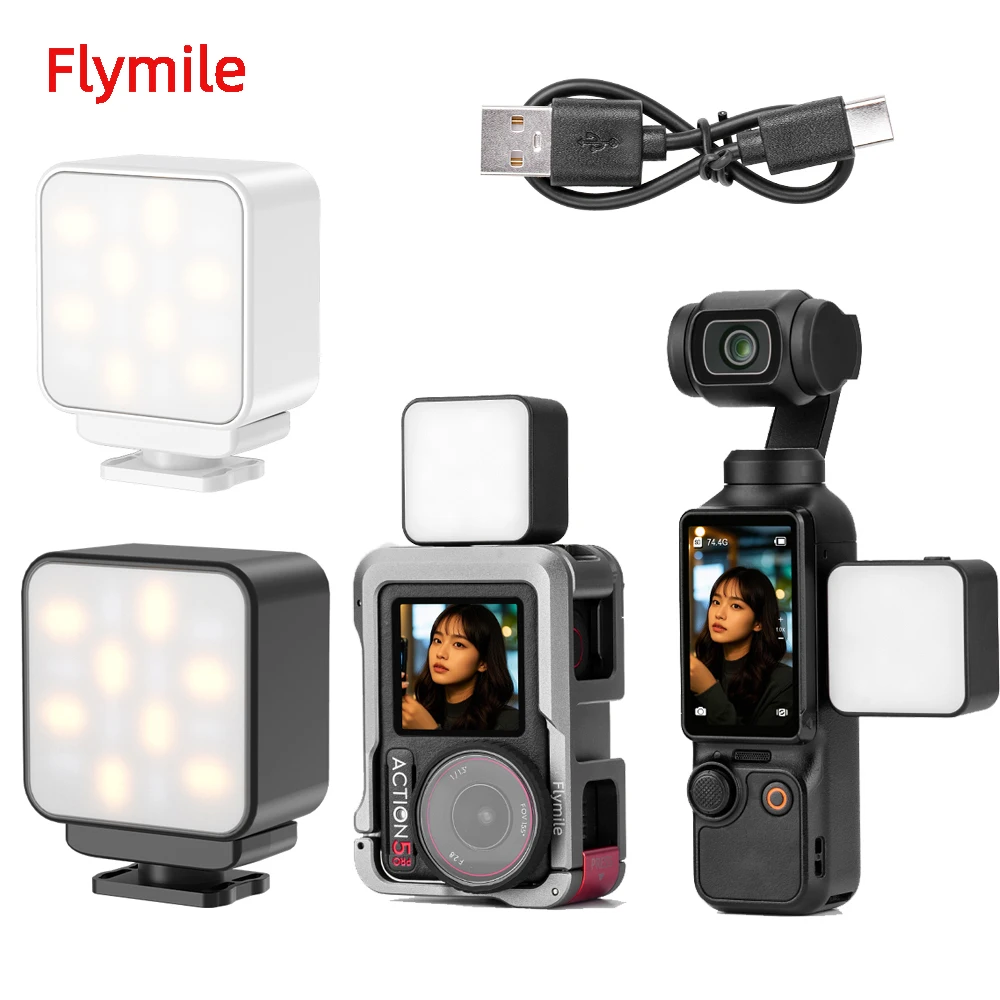 

Flymile Magnetic Fill Light for DJI Osmo Pocket 3/Action 5 Pro Camera Accessories Mini Portable Creative Combo Pack