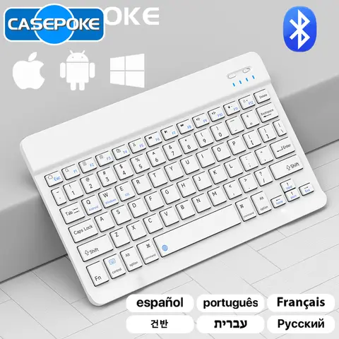 CASEPOKE 블루투스 키보드 마우스, 아이패드, 샤오미, 삼성, 화웨이, 휴대폰 태블릿, 미니 무선 키보드, 안드로이드, IOS, 윈도우용