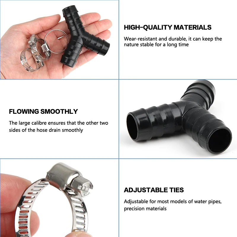 2PCS Washing Machine Drain Hose Y-Type Reducer Plastic Connector For Split Pipe Connection Three-Way Adapter