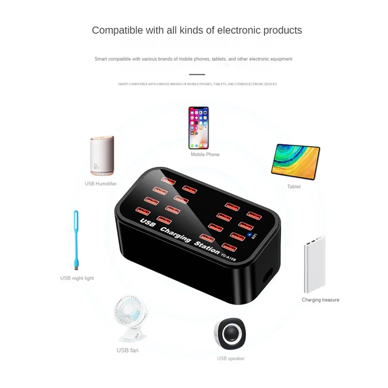 16 Port USB Charging Station Charging Station USB Charger For Car Headphones Multiple Devices Laptop Smartphones-A31R