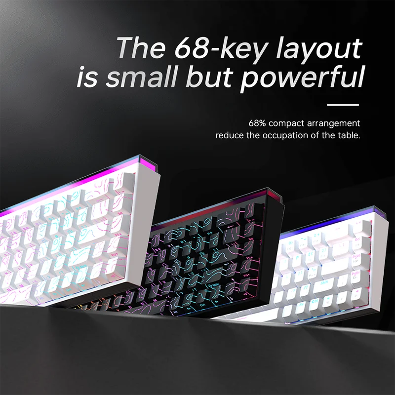 Ajazz NACODEX Nk68 Small Configuration Wired Connection Mechanical Keyboard 68 Key Layout Colorful Dazzling Light Game Keyboards