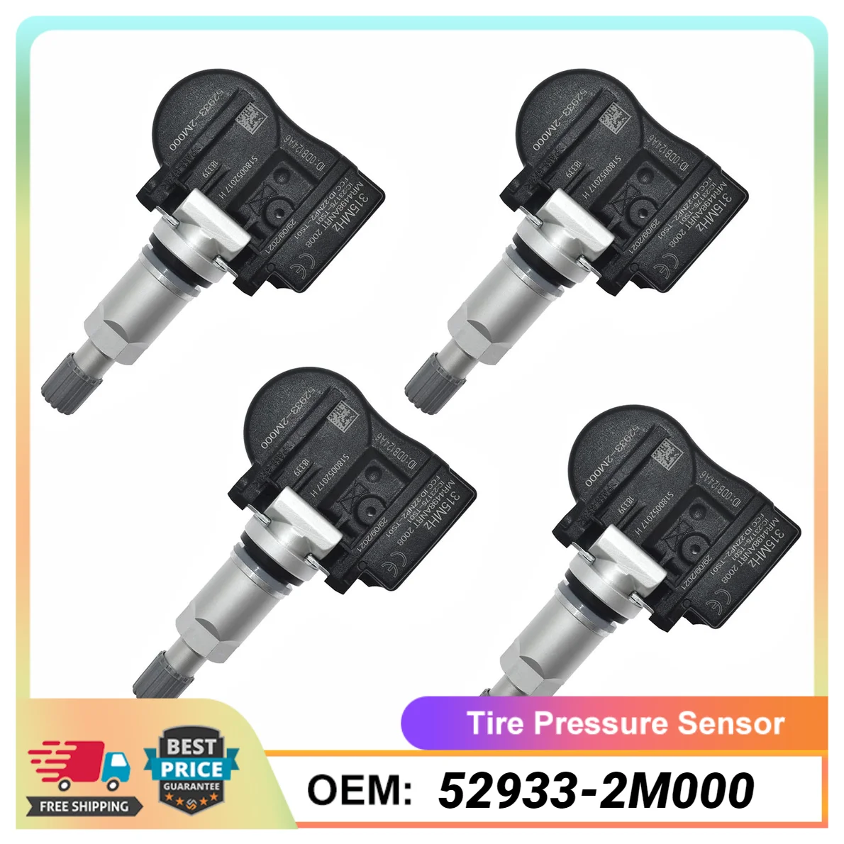 4 piece of TPMS tire pressure sensor 52933-2M000 suitable for HYUNDAI ACCENT SONATA Kia 08-15 V