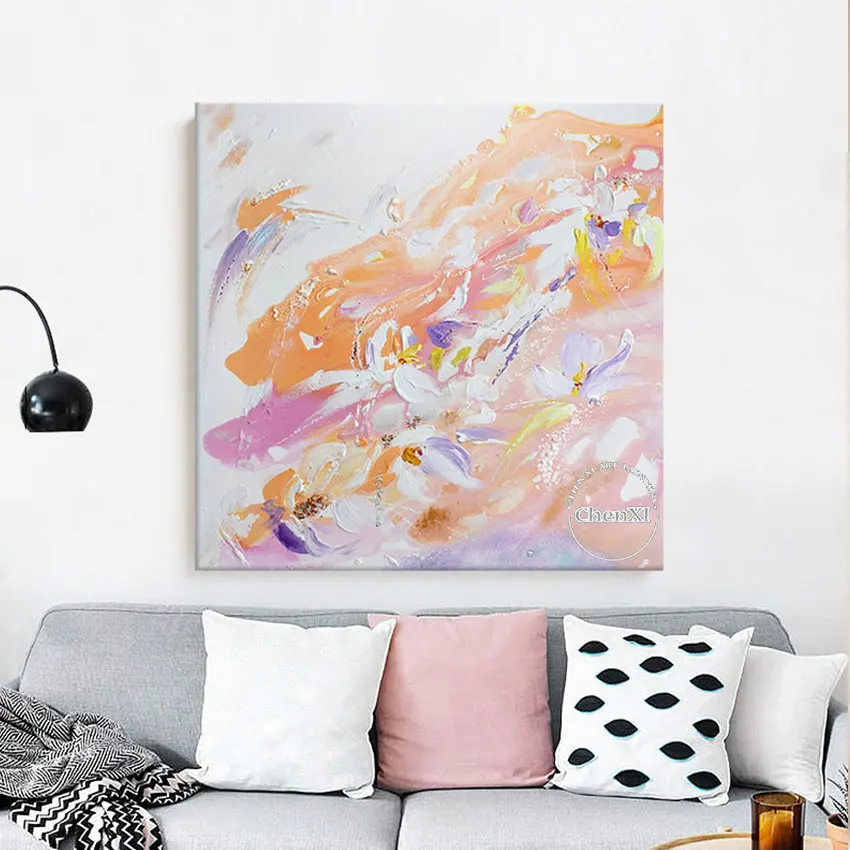 Modern New Abstract Art Painting, Palette Knife Colorful Oil Painting, Large Size Wall Art For Hotel Artwork, Frameless