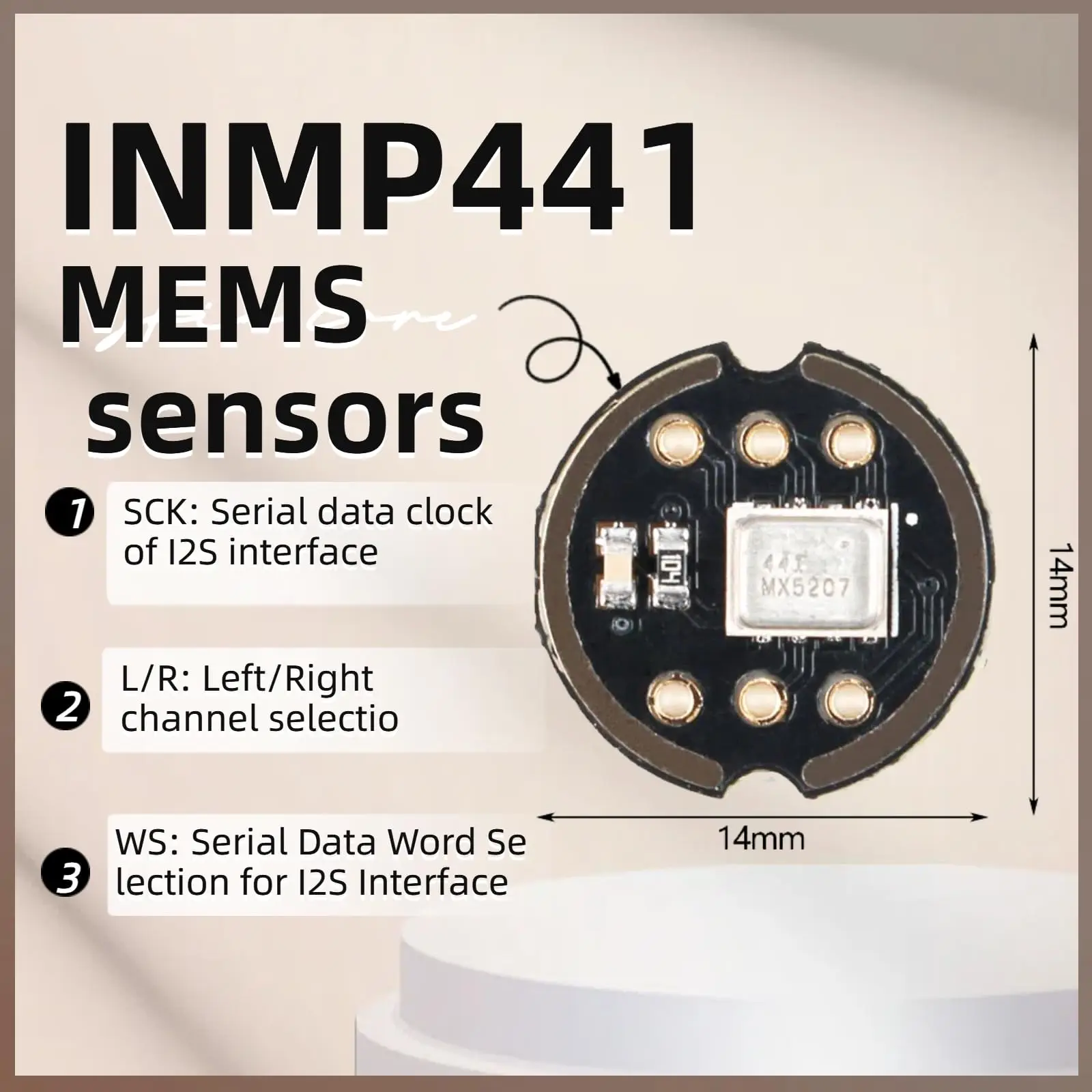 High-Precision MEMS Microphone MS3625 – I2S Interface, Compatible with INMP441 & for ESP32 (Omnidirectional)