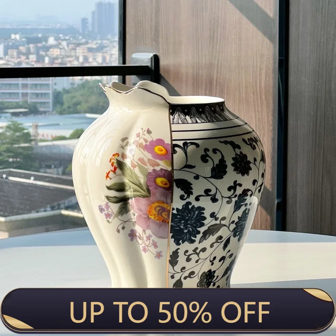 Latest Fashionable And Versatile High End Taste Chinese Western Combination Ceramic Vase Living Room Decoration