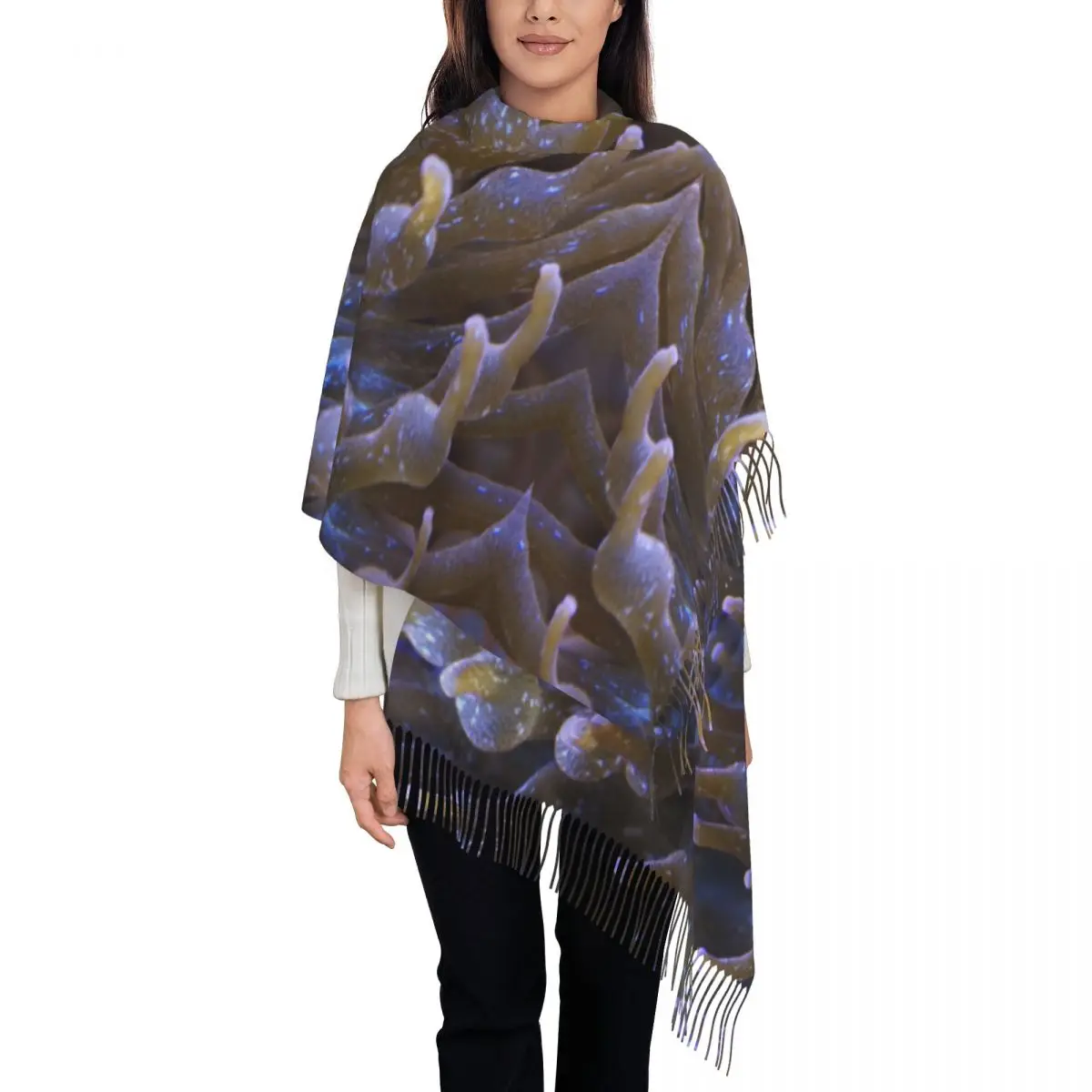 Anemone Coral Marine Life Scarf Wrap for Women Long Winter Warm Tassel Shawl Unisex Scarves