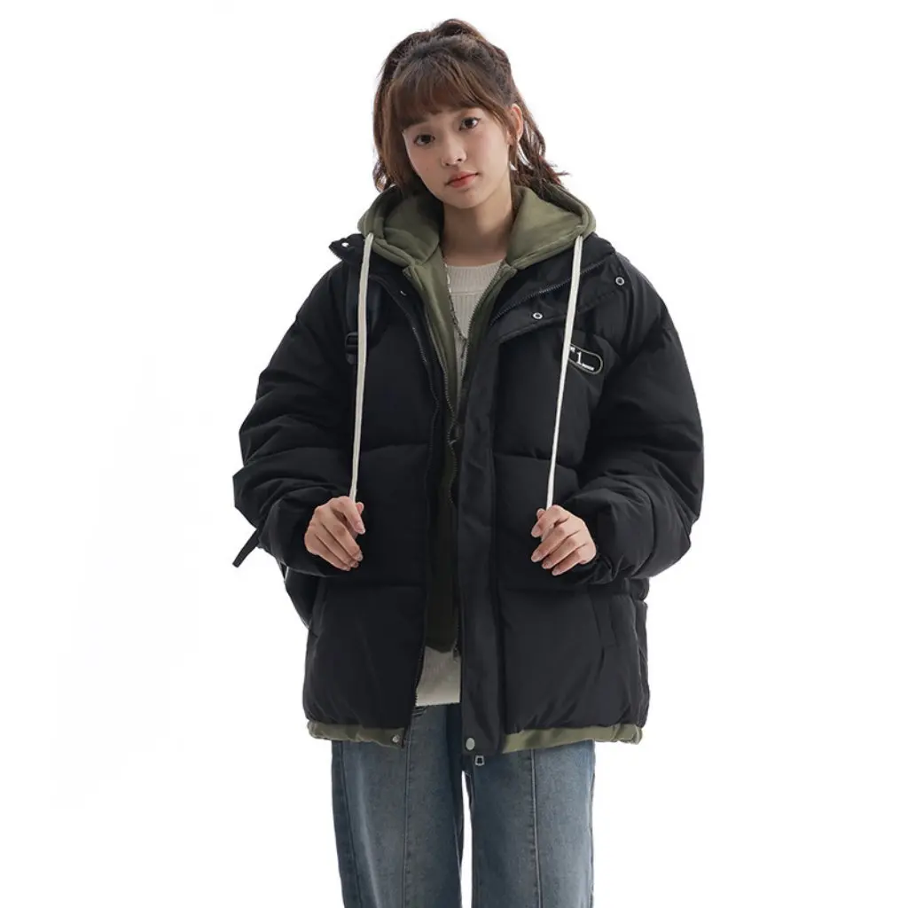 

WASSUP Fake Two-Piece Cotton-Padded Coat for Men And Women Loose Casual Thickened Warm Autumn Winter Trendy Coat