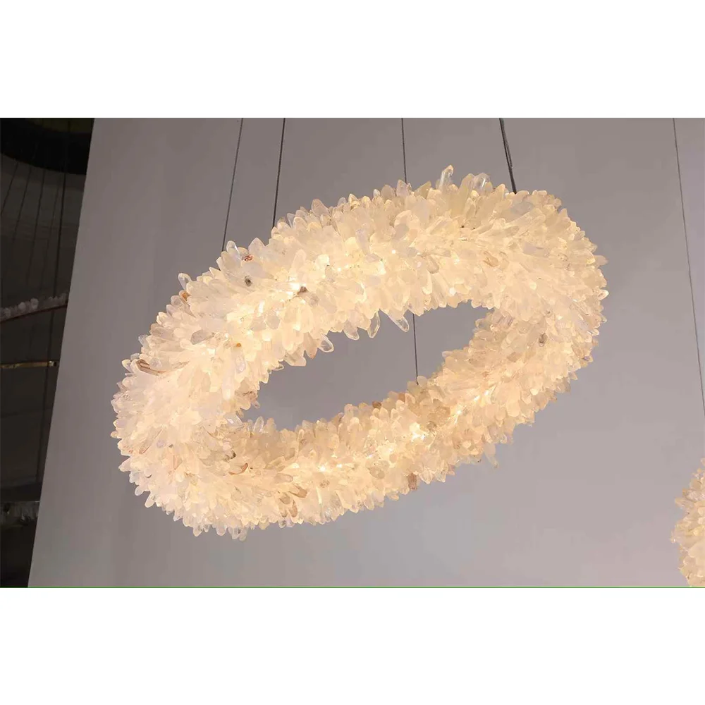 

Большая круглая люстра из натурального кристалла, кварца, для гостиной, отеля, виллы, декоративная