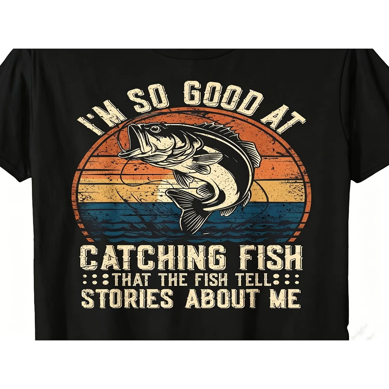 Mens Fishing Funny Fisherman Bass Fishing Jokes Fish T Shirtfashion Boutique T Shirt Casual WearPattern Print Crew Neck T Shirt Gift Cotton Tee, Gift For Him