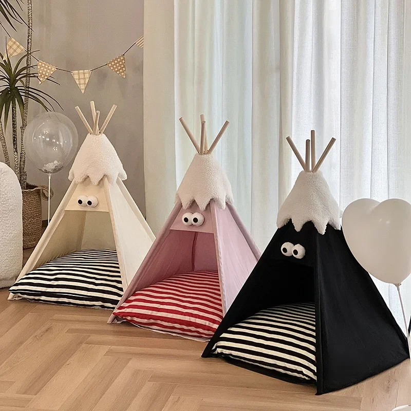 Four Seasons Tent Autumn Winter Cat Bed Universal Semi-Enclosed Removable Christmas Cat Dog Bed Pet Supplies