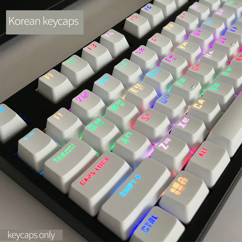 Imagem -02 - Keycaps Transparentes para Teclado Mecânico Coreano Russo Espanhol Abs Francês Árabe Padrão 104key