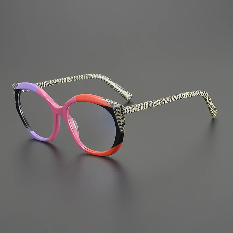 

Niche handcrafted colored cat-eye fashionable glasses frame, retro artistic square frame, vacation myopia optical glasses