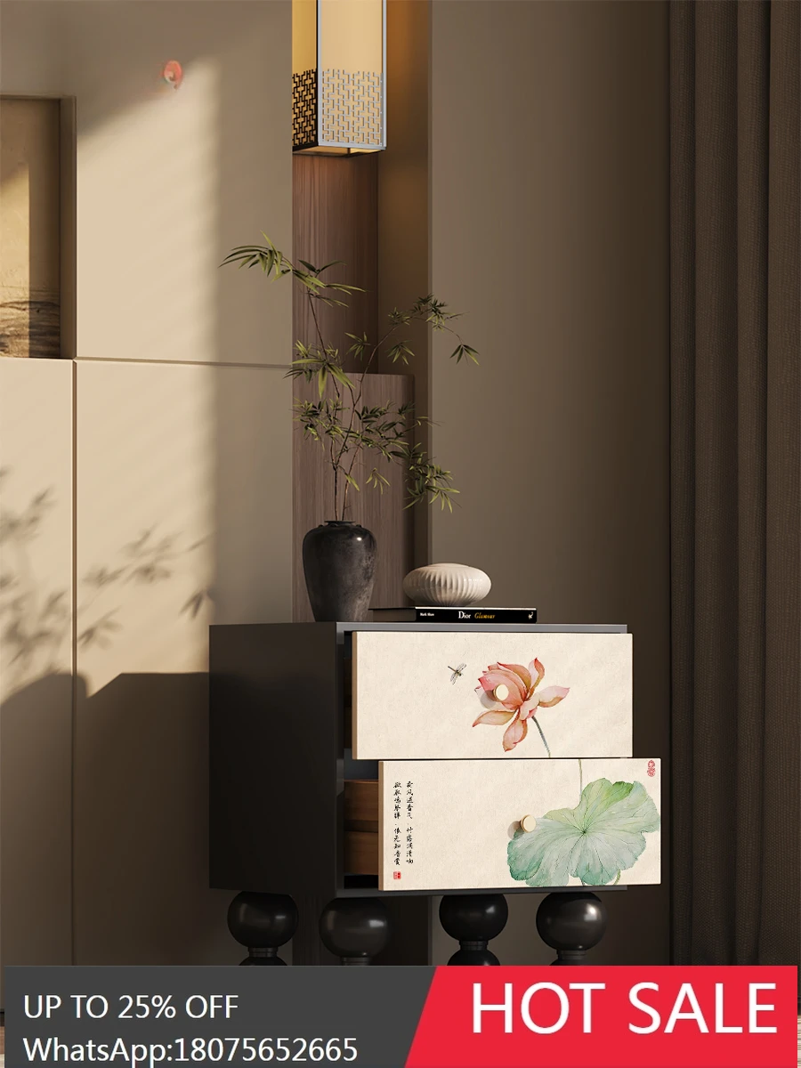 MJY light luxury dragonfly lotus bedroom bedside storage integrated free installation drawer cabinet