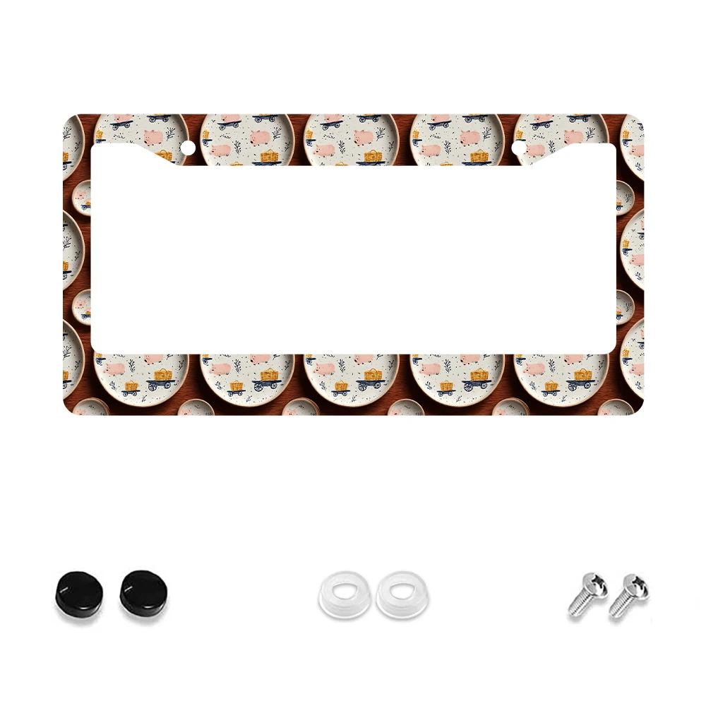 

1 шт. Рамка номерного знака с 2 отверстиями и рисунком розовой свиньи, алюминиевый материал, 6x12 дюймов с комплектом винтов, ретро-новинка, украшение автомобиля Gi