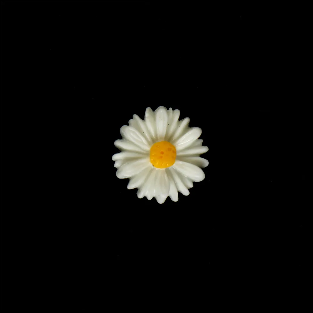 50PCS Daisy Flower Flatback Resin Cabochons Scrapbook Craft 10mm DIY Embellishments Phone Decor Headwear Accessories