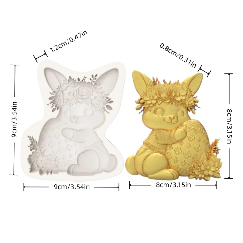Easter Wreath Bunny Silicone Baking Mold Holding Easter Egg Shaped Chocolate Fondant Cake Decoration Mold