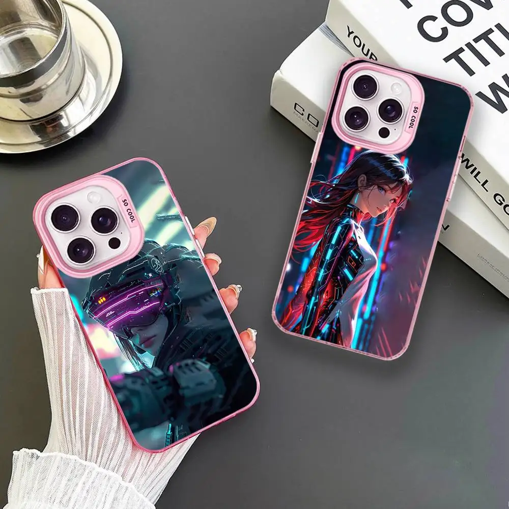 

Cyberpunk Cool Girl Phone Case For iPhone 16,15,14,13,12,11,Mini,Pro,MAX Pink Matte Shockproof Cover