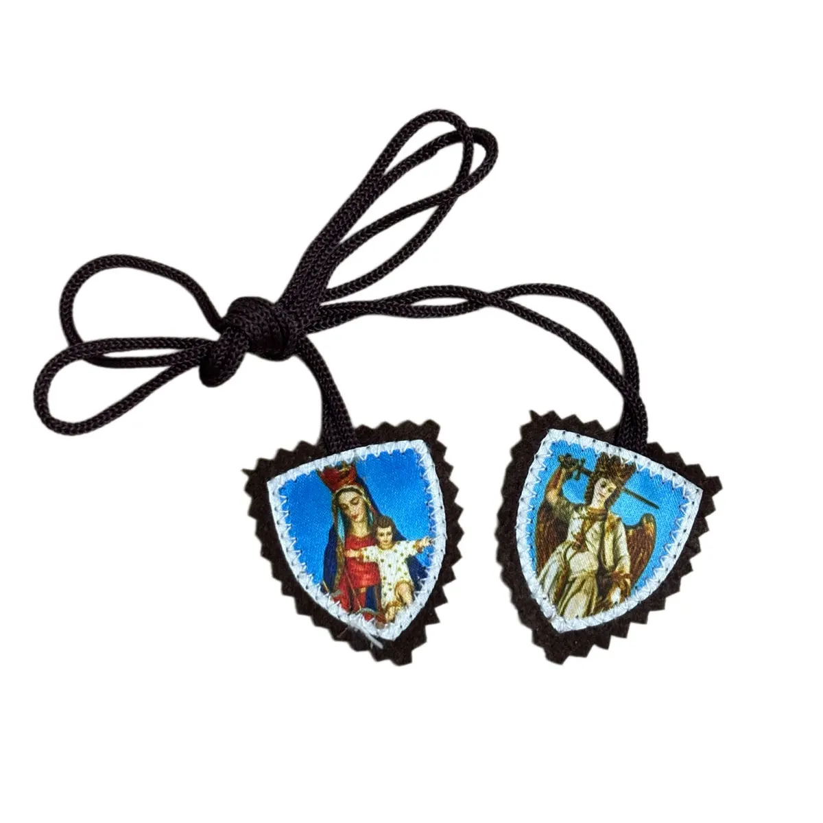 12Pcs Brown Scapular Catholic Escapulario San Miguel Y Virgen Del Carmen Felt Religious Pendant Necklace Prayer Sacramental Gift
