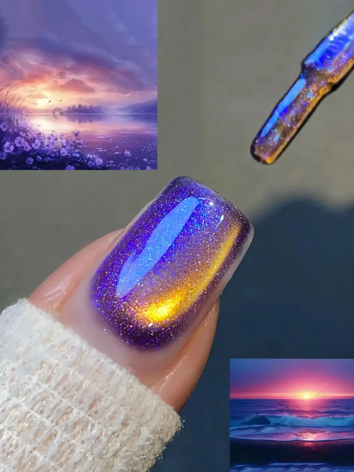 MIANEL Orion Nebula Cat Eye Gel Nail Polish Sparkling Crystal Shimmer Blue Purple Gold 2026 Wiosna/Lato Unikalny Specjalny — 2