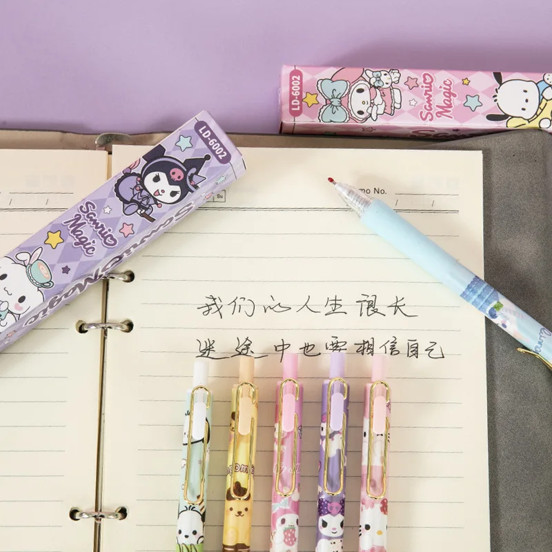 Imagem -05 - Sanrio Kuromi Melody Gel Canetas para Escrever Cute Kitty Pochacco Black Ink Neutro Pen Escritório e School Supply 05 Milímetros 24 Pcs Lot