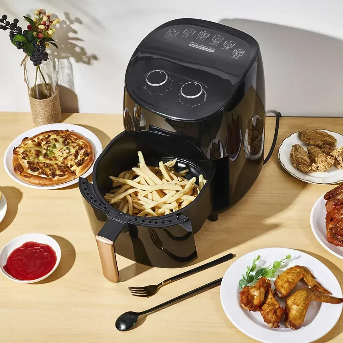 3.5L 1000W Deep Fryer Oil free Health Fryer Cooker Home Multifunction Smart Touch