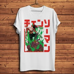 Chainsaw Man Denji Makima Power Aki Funny Anime Tshirt Men New White Short Homme Casual T Shirt Unisex Manga Streetwear Tee