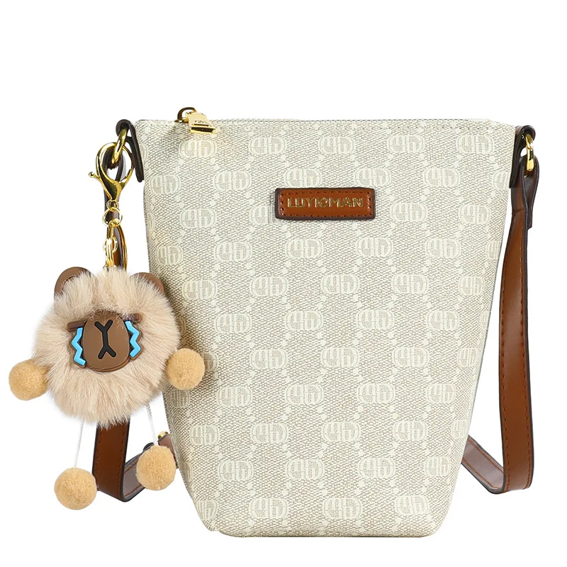 حقيبة دلو نسائية لعام 2025، حقيبة كروس فاخرة للعمل والتنقل، مع محفظة جلدية فريدة وسلسلة قابلة للفصل