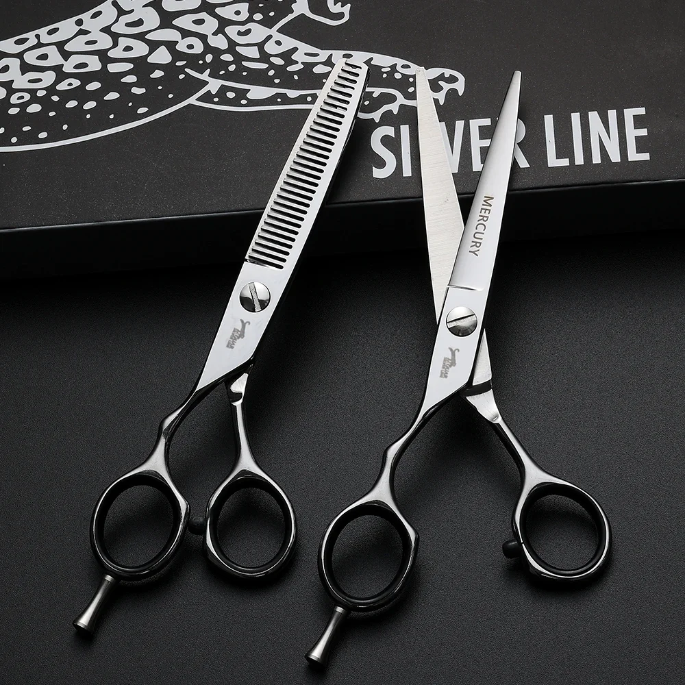 Hair Scissors Professional High Quality Left Handed 6.0 Inch Cutting Thinning Set Hairdressing Scissors Barber Shears