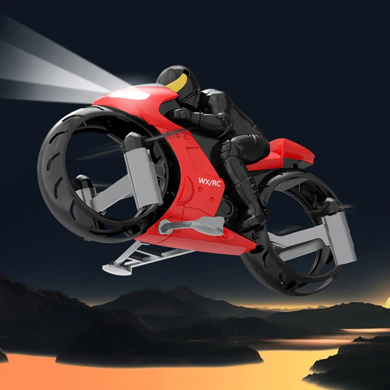 BAAA-RC motocicleta anfíbia 2 em 1 mini drone voador motocicleta brinquedo quadcopter para crianças (vermelho)