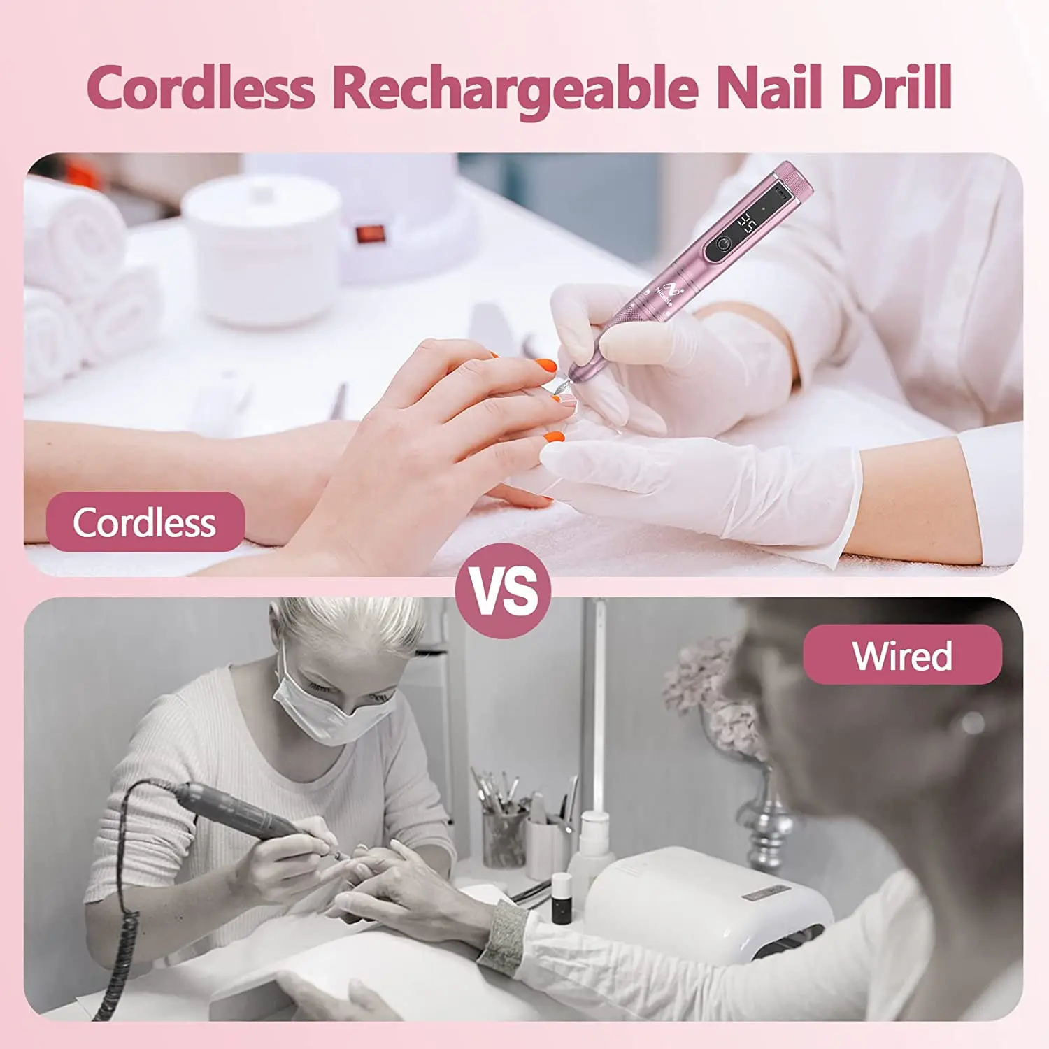Electric Nail Drill Machine 35000RPM USB Rechargeable Nail Sander For Gel Polish Cordless Manicure Machine with LED Display