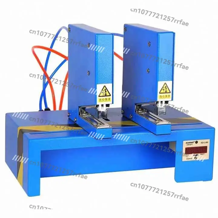 Heavy Duty Pneumatic Electric Embossing Machine 220V 1 Year Warranty Double Head Metal Structure 200 Sheets Sheet Capacity
