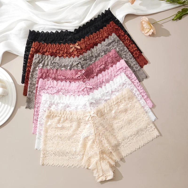 5 Stück Damen-Höschen mit floraler Spitze, bequeme und atmungsaktive Damen-Tangas, sexy und niedliche Höschen