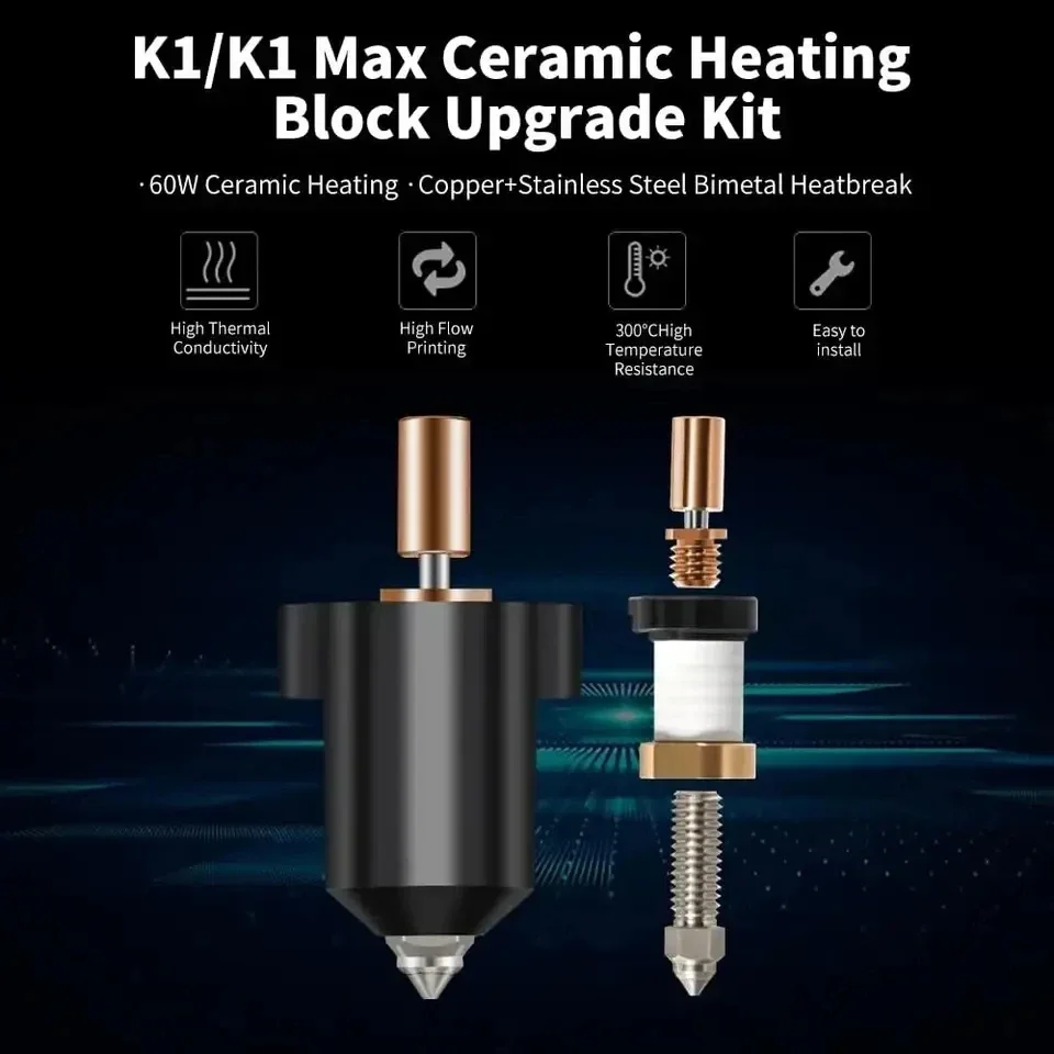 Produktbild von Creality K1 Keramik-Heizblock Kit – 300°C, Titan-Hotend, Für K1 & K1Max 3D-Drucker, Hochgeschwindigkeits-Upgrade