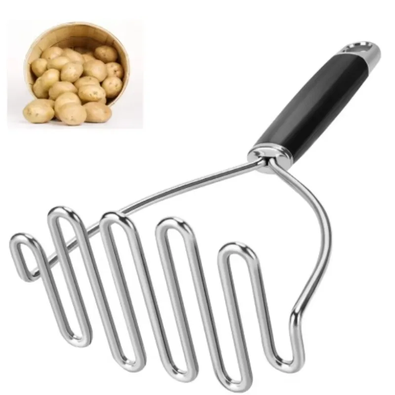 Manual Tainless Steel Potato Masher Fruit Vegetable Pressure Mud Machine Kitchen Children Food Crusher Complementary Gadget