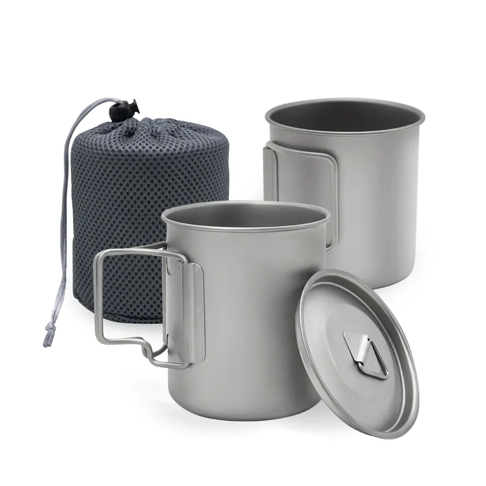 Ultralight Camping Mug Titanium Cup Tourist Tableware Picnic Utensils Outdoor Kitchen Tableware Equipment Cookware Coffee Cup