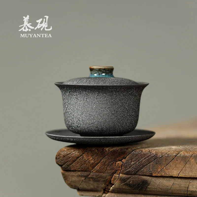 

Чашка из минеральной глины ручной работы Mu Yan, чаша-гайвань в стиле Ваби-Саби от Lin Shipeng, креативная тонкостенная одинарная чайная чашка