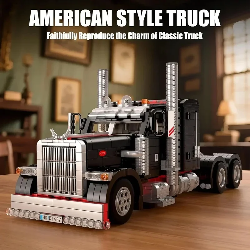 MKing 10037 The American Truck Building Blocks Assembly Car Brick Set New Technical Car Toys Kids Christmas Gift 1797pcs