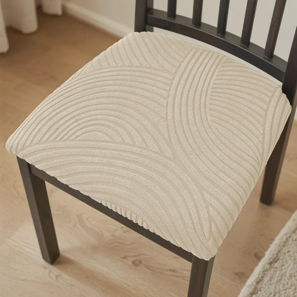 Durable Polar Fleece Elastic Chair Cover Soft Breathable Chair Slipcover Easy Install Washable Dining Chair Cover for Kitchen