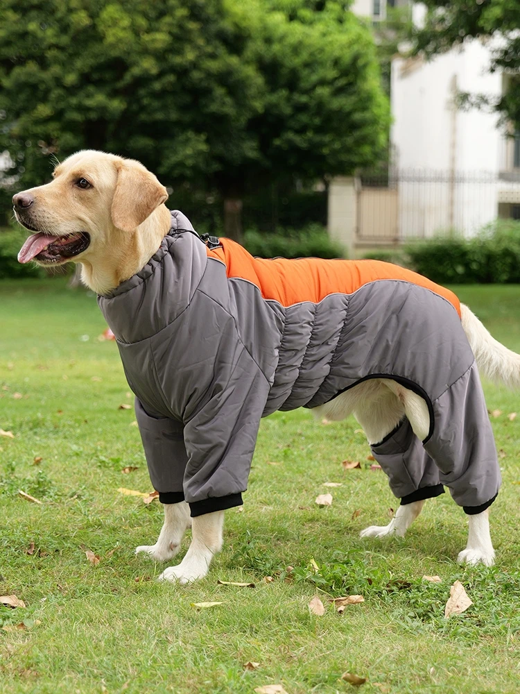 

Thiened Fce Warm Cotton Jaet for Dogs Pulling Clothes Autumn Winter Large Breed Labr Golden Retriever Puppy Harn