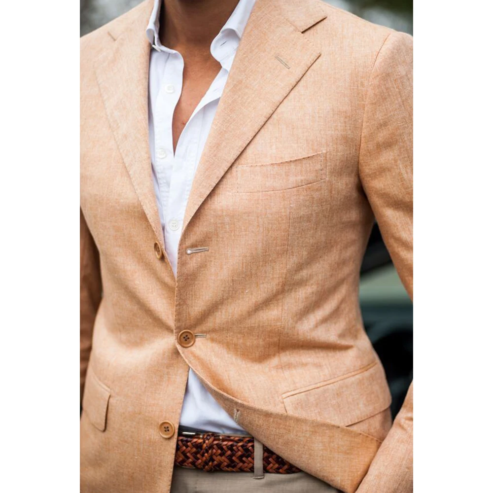 

Men's Linen Suit Jacket Single Breasted Slim Fit Elegant Blazer Casual Fashion Comfortable Business Office Wear Stylish Slimming