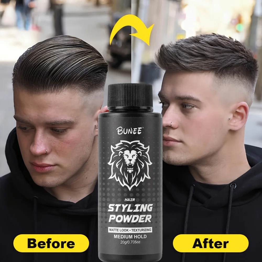 BUNEE 20g Volumizing Powder - Instantly Lifts Roots, Oil Control & Volume in 5 Sec | Men’s Styling Powder