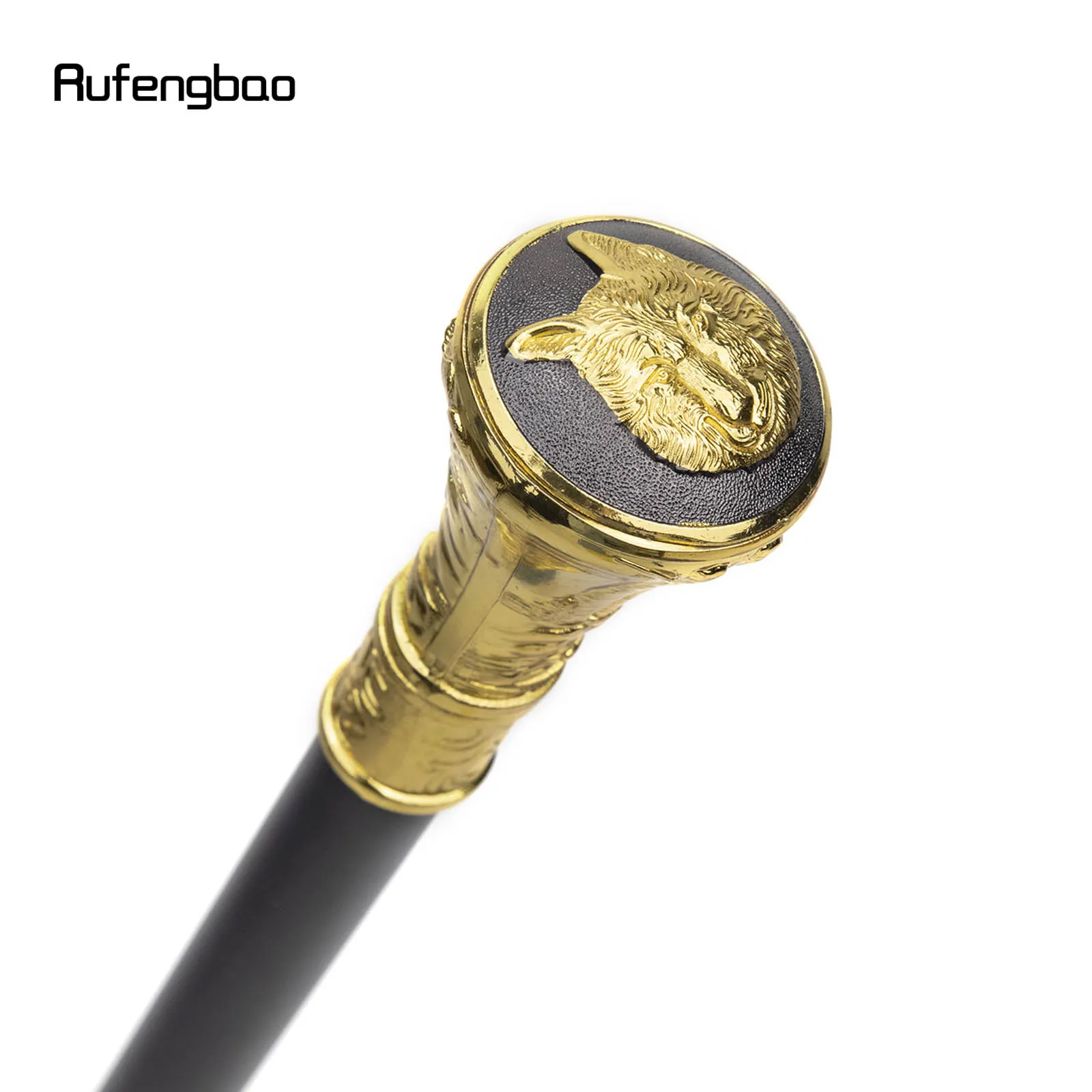 Gold Luxury Wolf Head Relief Walking Stick  Decorative Stick Decorative Cane Halloween  Cosplay And Parties, For Cosplay & Party