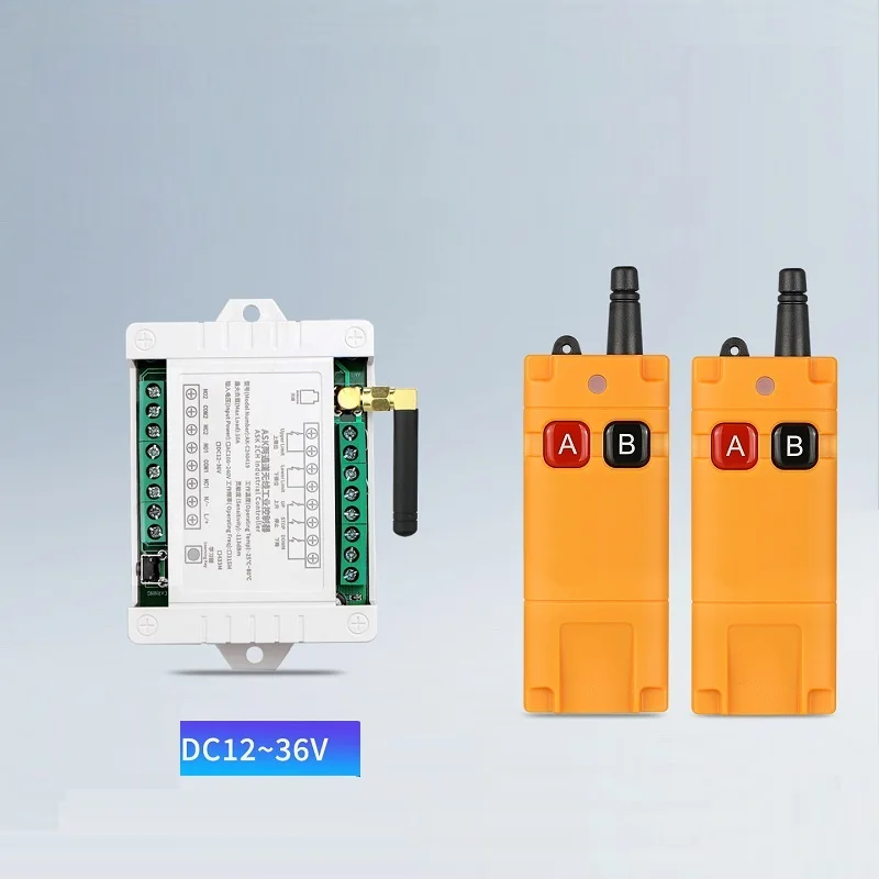433MHZ  DC12V 24V 36V  2CH 10A Relay RF Wireless Remote Control Switch Industrial Receiver Suction Antenna For Garage