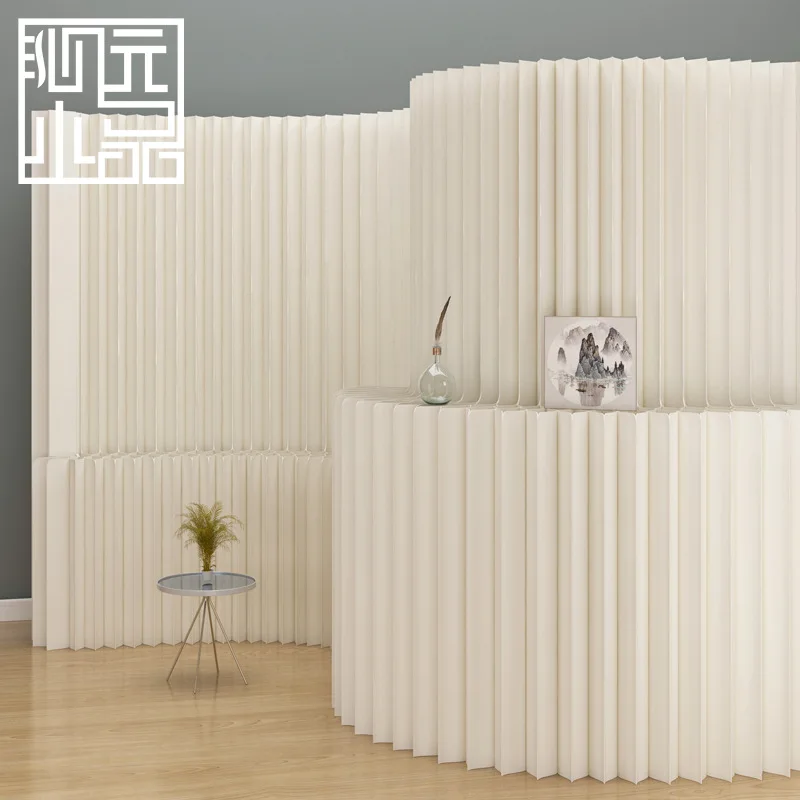 Room Divider Screen Office Exhibition Mall Commercial Booth Paper Wall Folding Movable Self Assembly Partition Wall Eco Friendly
