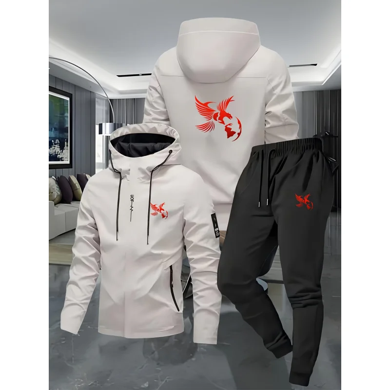 

Men's Outdoor Sports Set Quick-Dry Polyester Jacket + Durable Pants Windproof and Breathable Hiking Two-Piece Set