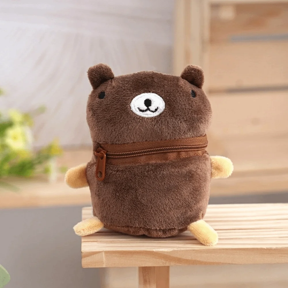 Daily Fluffy Cartoon Coin Purse Cute Keychain Pendant Soft Mini Size Animal Shape Earphone Storage Bag Birthday Gift