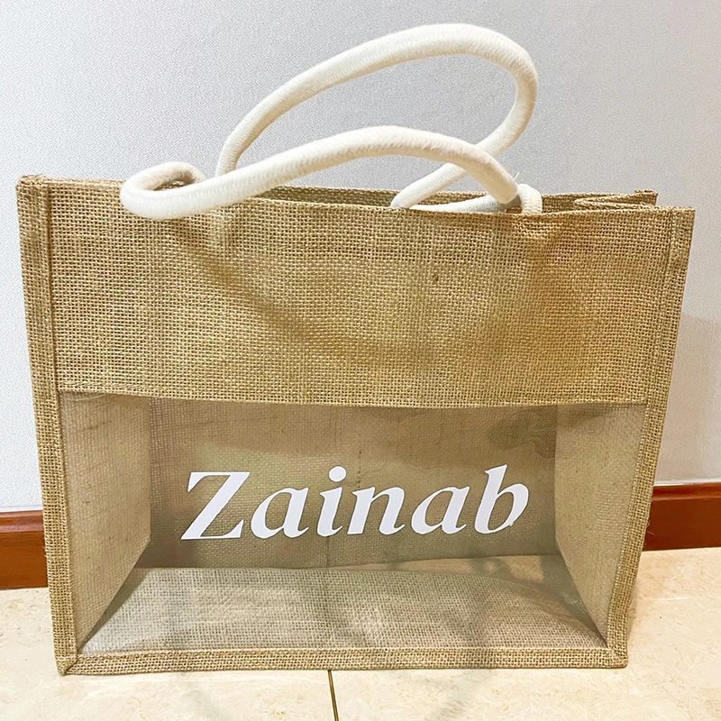 Personalized Bridesmaid Burlap Gift Bags Custom Jute Tote Bags Bridesmaid Gifts Wedding Gift Beach Bag Girlfriend GIFTS