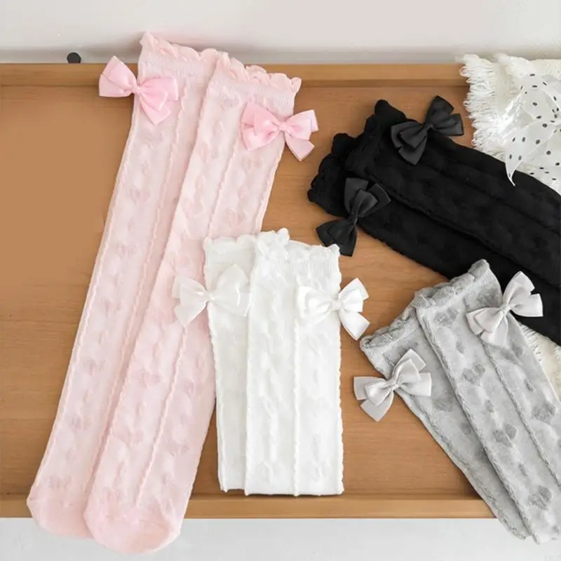 K8GF المألوف فوق جوارب الركبة الجوارب القطنية للأطفال Bowknot الجوارب الطويلة التصوير الزي الجوارب للفتيات الذين تتراوح أعمارهم #5